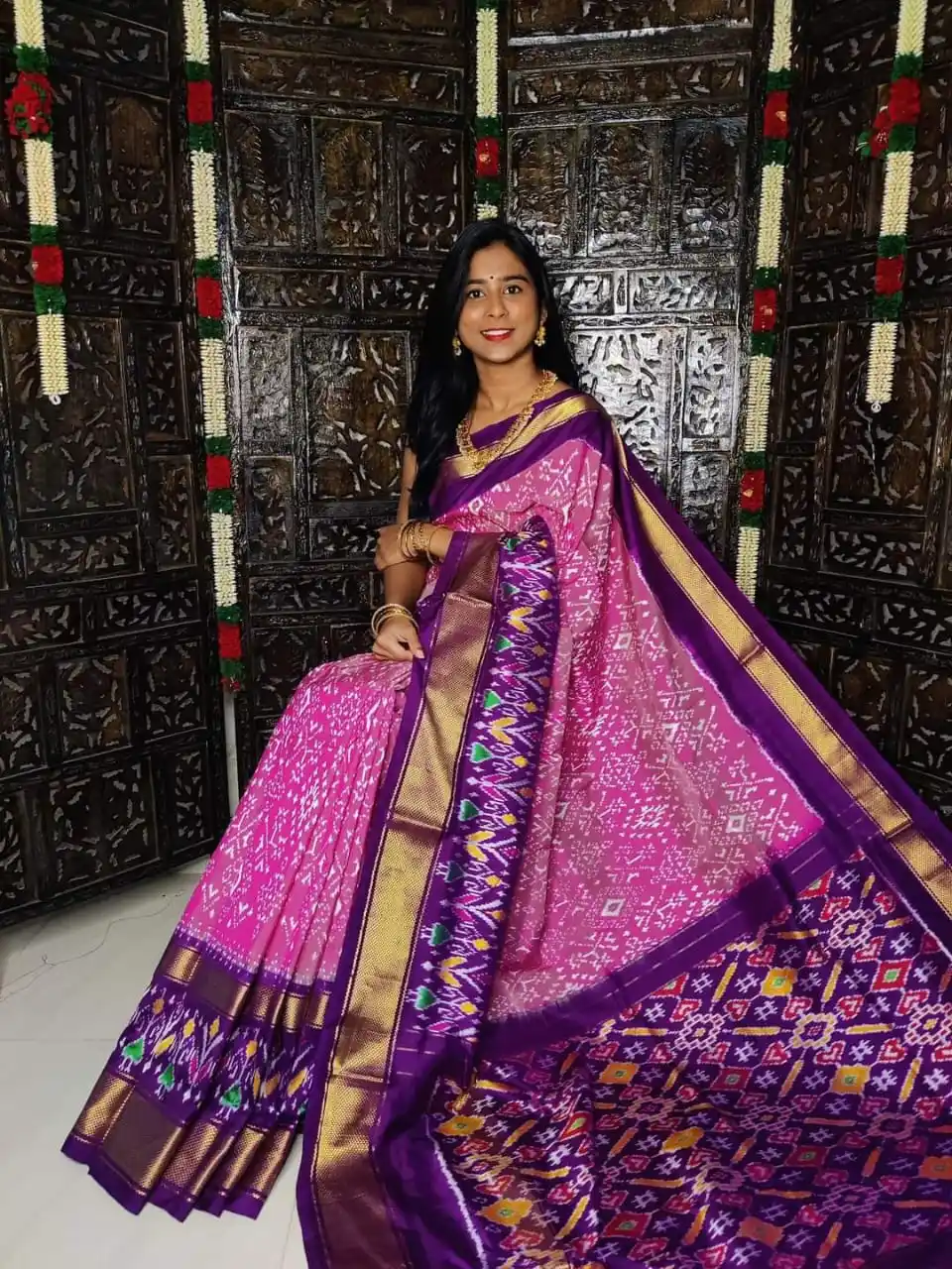 Pochampalli designer printed and dolla silk fabric sarees.png