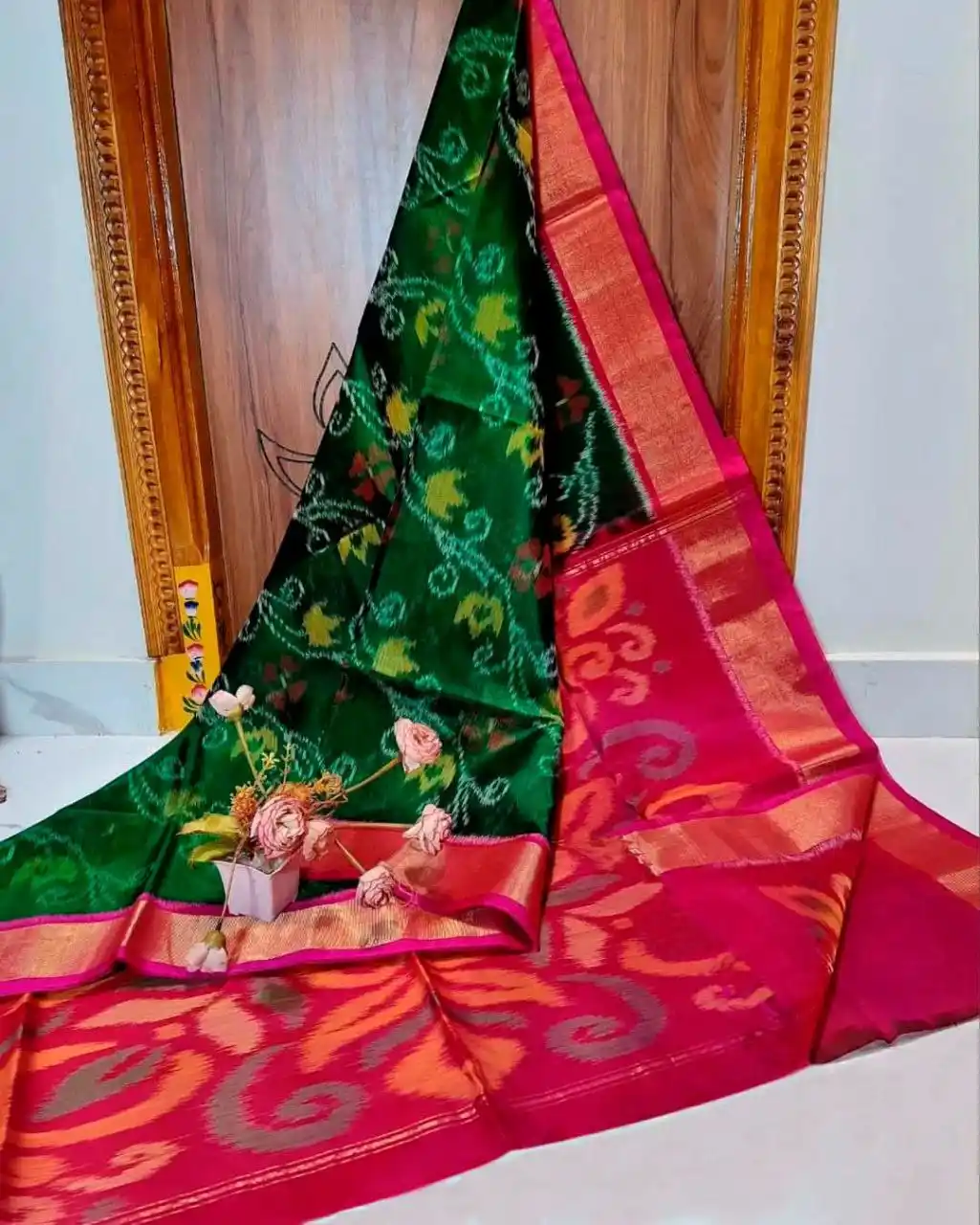 Pochampalli designer printed and dolla silk fabric sarees.png