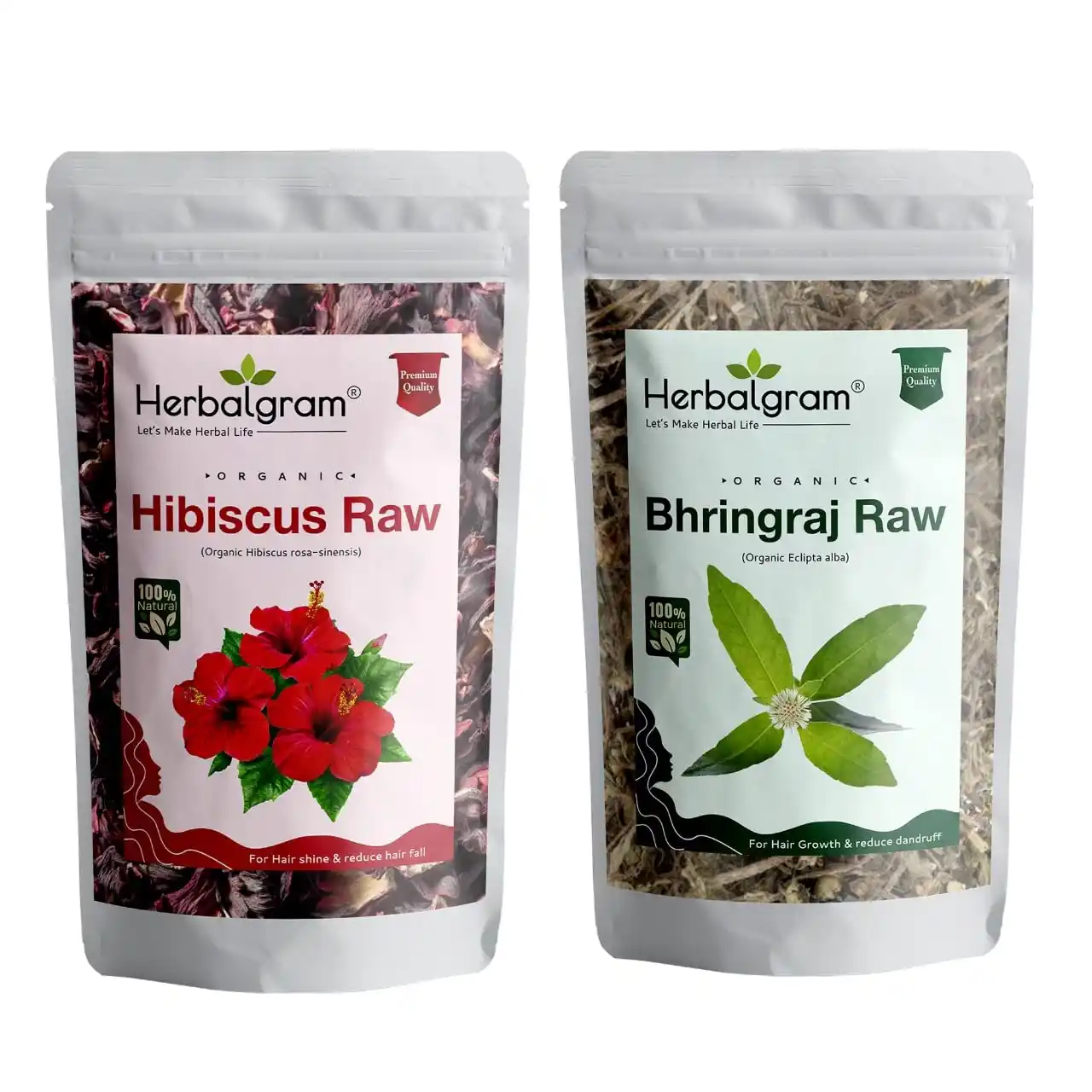 Pack of 2  Organic Bhringraj, Hibiscus, Dried Flowers And Leaves (Row Form)(200 G).png