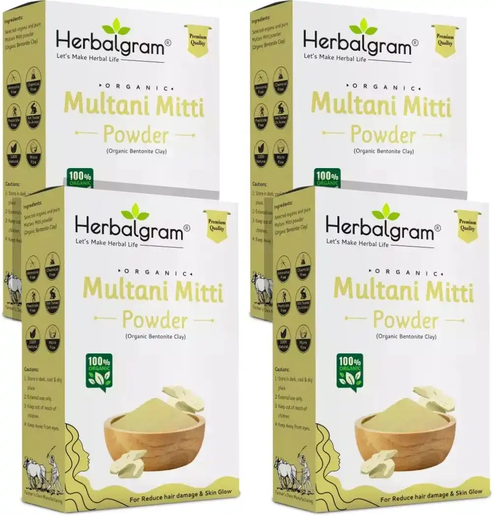 Pack of 4 100% Pure Natural & Organic Multani Mitti Powder For Skin & Hair Care (400 G) (Pack Of 4).png