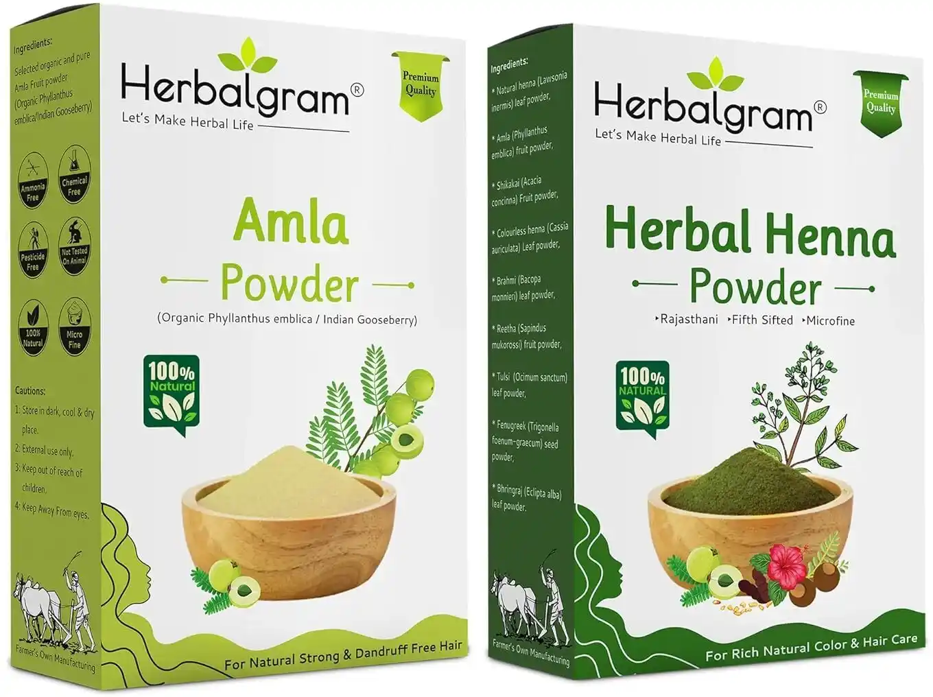 Pack of 2 Amla & Herbal Henna Powder For Hair 200Gm Natural Hair Care (200 G).png