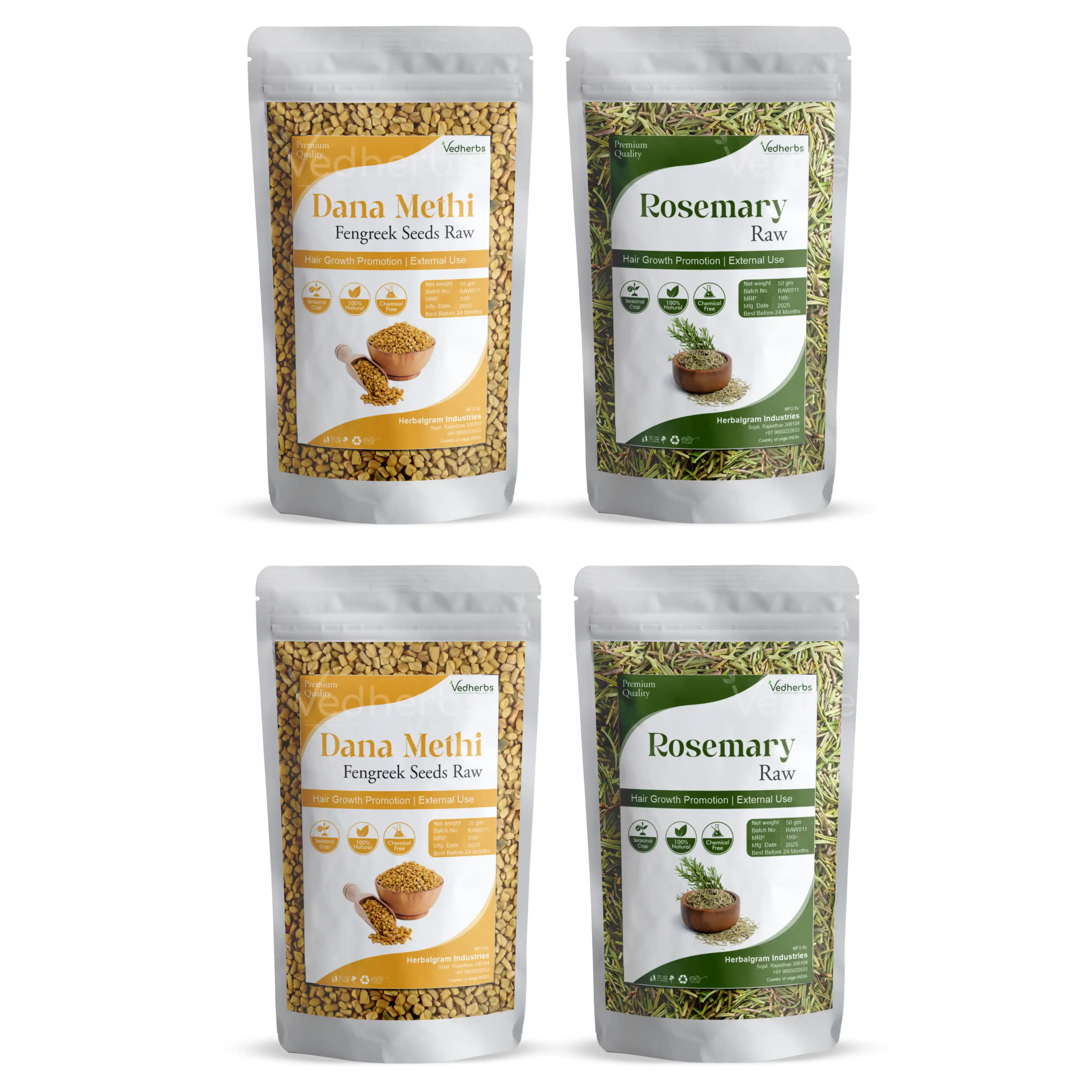 Pack of 4 Dana meti Rosemary 50gm eack 4 pack  Fenugreek seeds & Rosemary combo for hair water spray.png