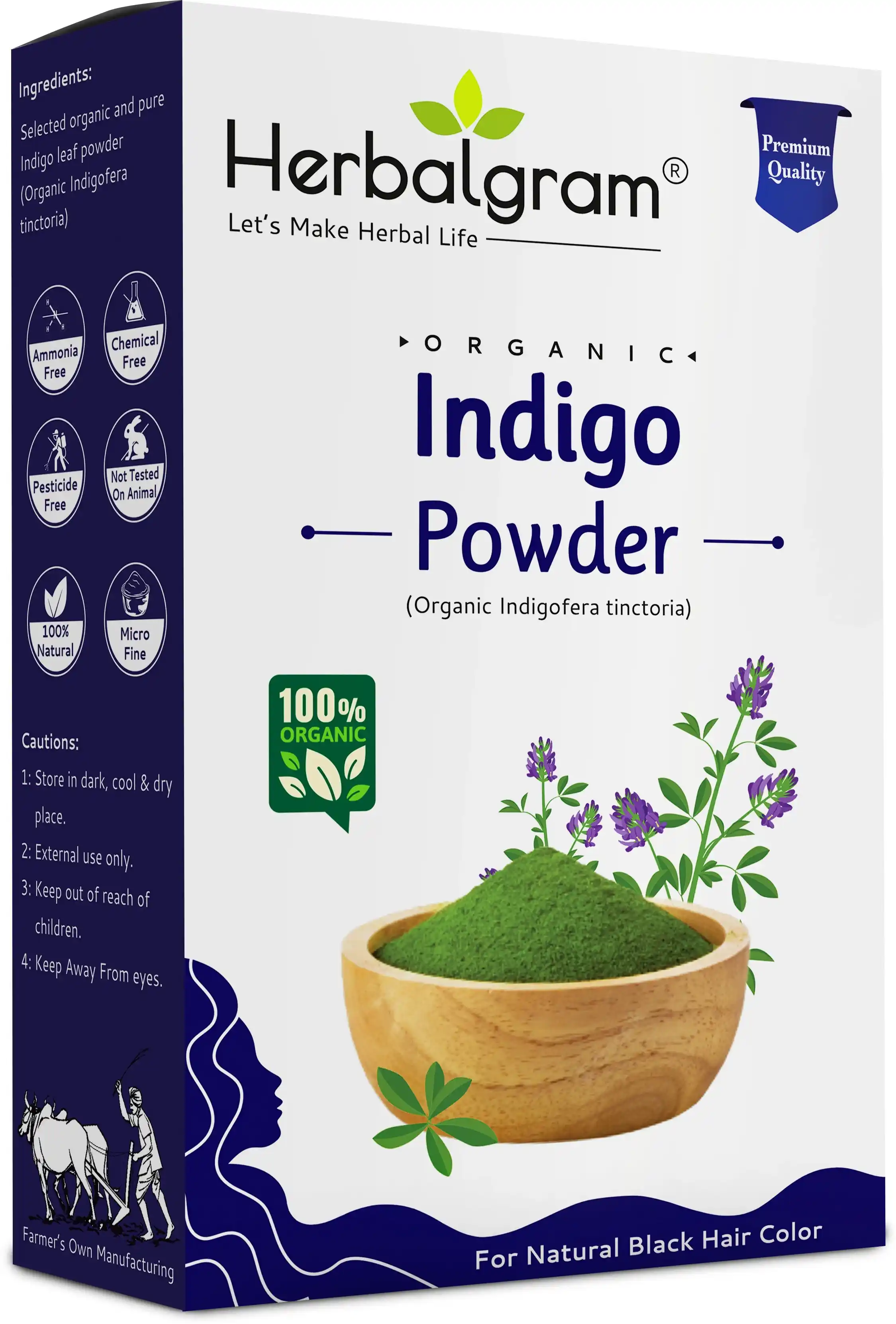 Natural Organic Indigo Powder For Black Hair Color & Hair Care (100 G).png