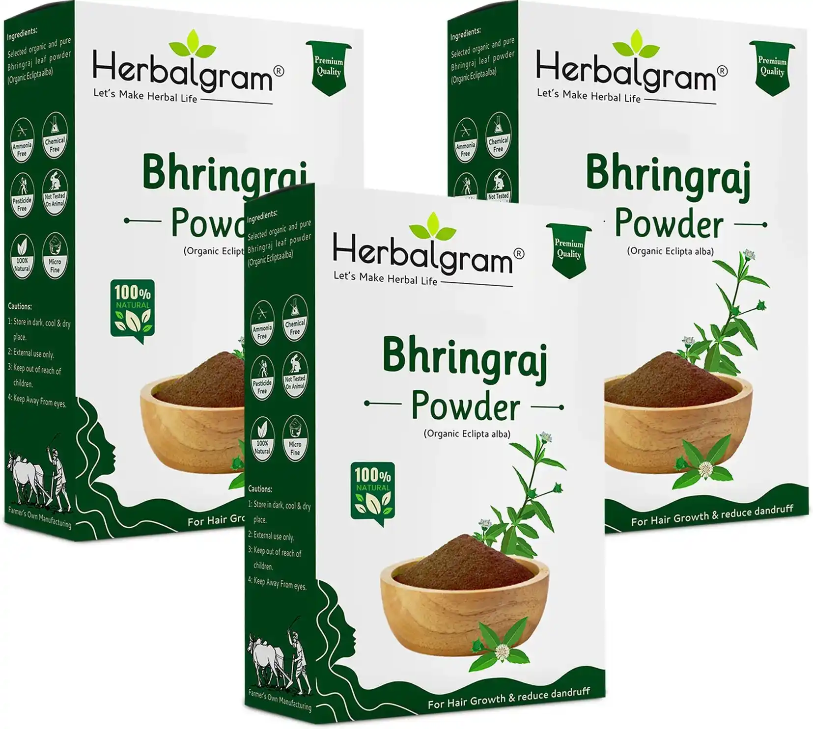 Pack of 3 Pure & Natural Bhringraj Powder Finely Ground From Dry Leaves For Diy Hair Masks (300 G).png