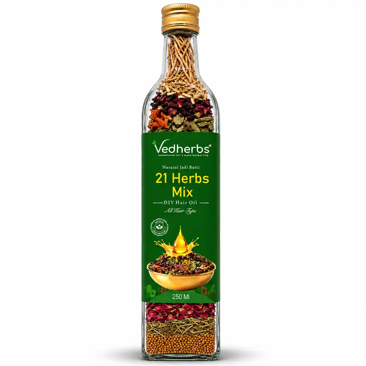 21 Herbal Hair Oil Mix For 250ml | Does NOT Include Oil | Ayurvedic Herbs for Long, Thick & Lustrous Hair | DIY Oil Infusion for Scalp & Hair Care .png