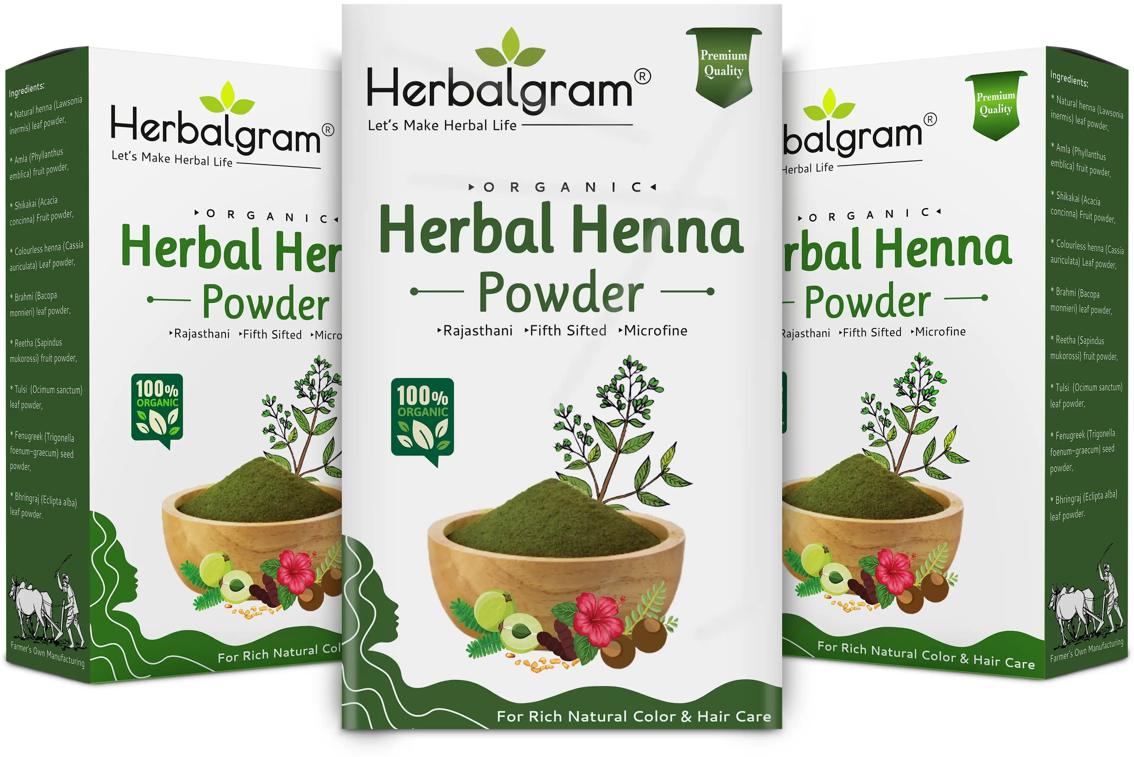 100% Organic Rajasthani Combo Herbal Henna Powder For Hair (300 G).png